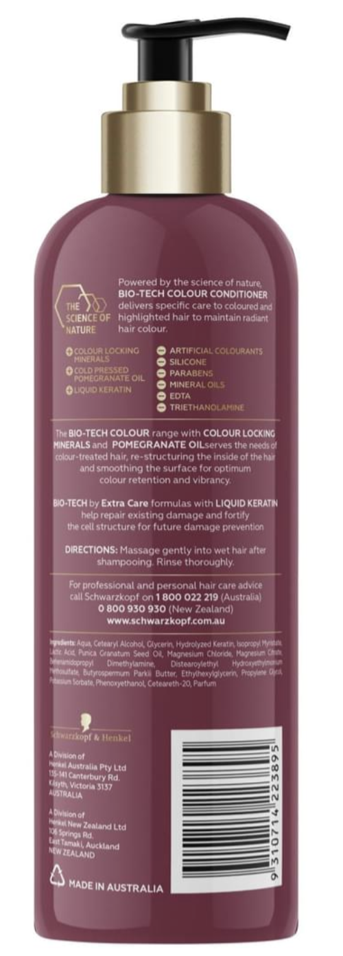 Schwarzkopf Bio-Tech Conditioner + Colour Locking Minerals Pomegranate Oil 500ml - Image 3