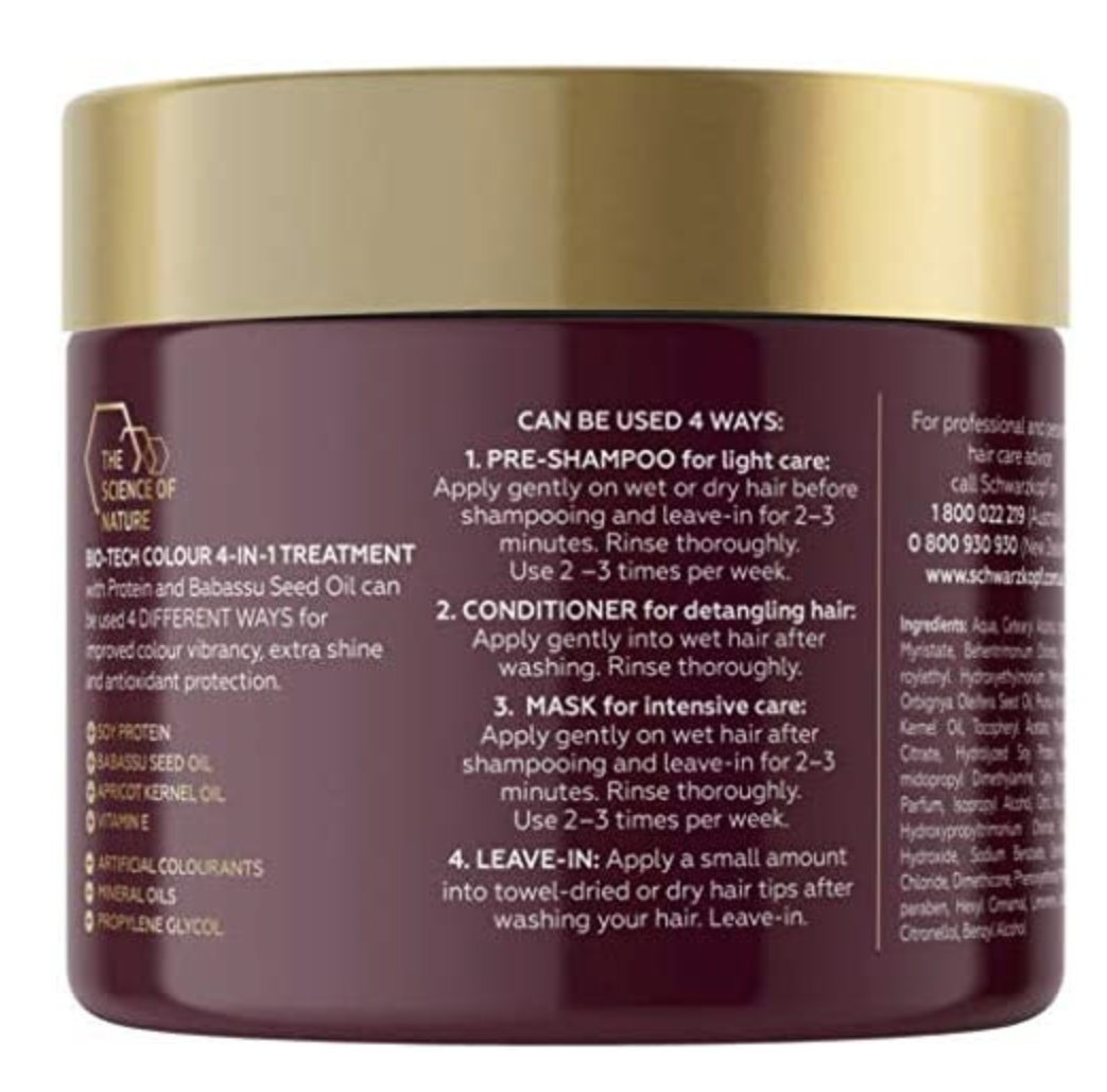 Schwarzkopf Bio-Tech 4-in-1 Colour Treatment Protein Babassu Seed Oil 250ml - Image 5