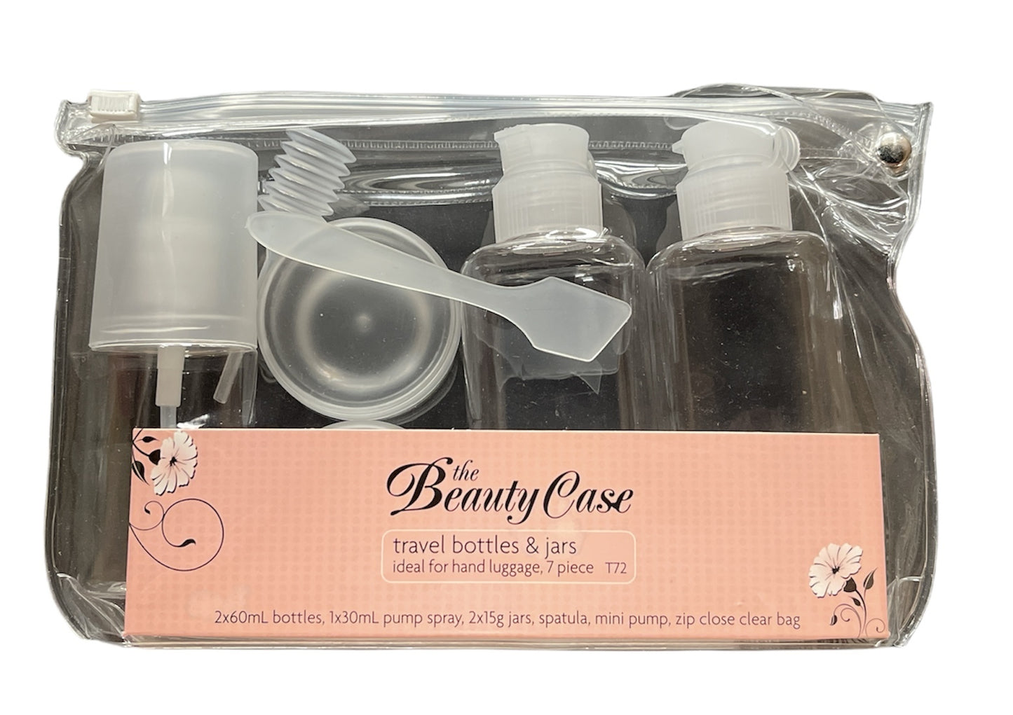 7 Piece The Beauty Case Travel Bottles & Jars Set for Hand Luggage Liquid Containers - Image 2