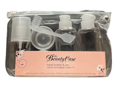 7 Piece The Beauty Case Travel Bottles & Jars Set for Hand Luggage Liquid Containers - Image 2