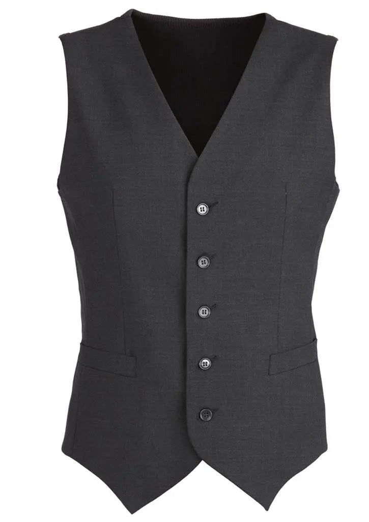 Mens Wool Blend Vest w/ Knitted Back Waistcoat Sleeveless Wool Blend - Charcoal - Image 2