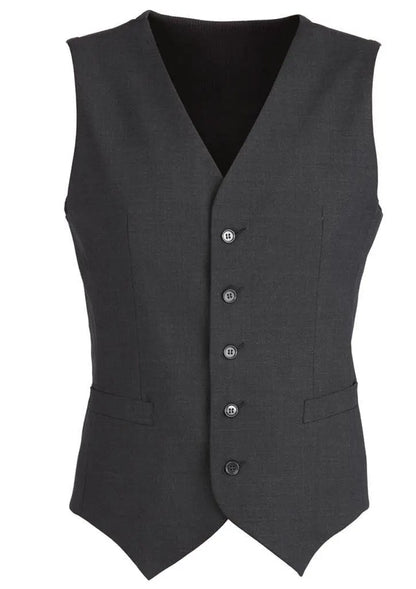 Mens Wool Blend Vest w/ Knitted Back Waistcoat Sleeveless Wool Blend - Charcoal - Image 2