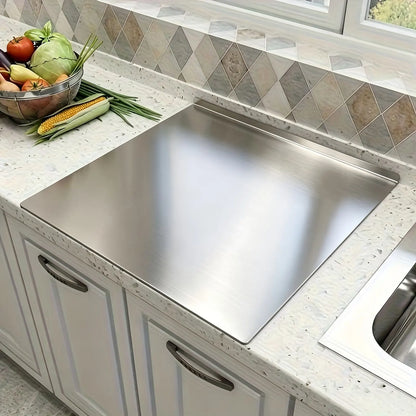 Stainless Titanium Steel Anti-Bacterial Cutting Chopping Board w/ Raised Edge - Extra Large (40x30cm) - Image 2