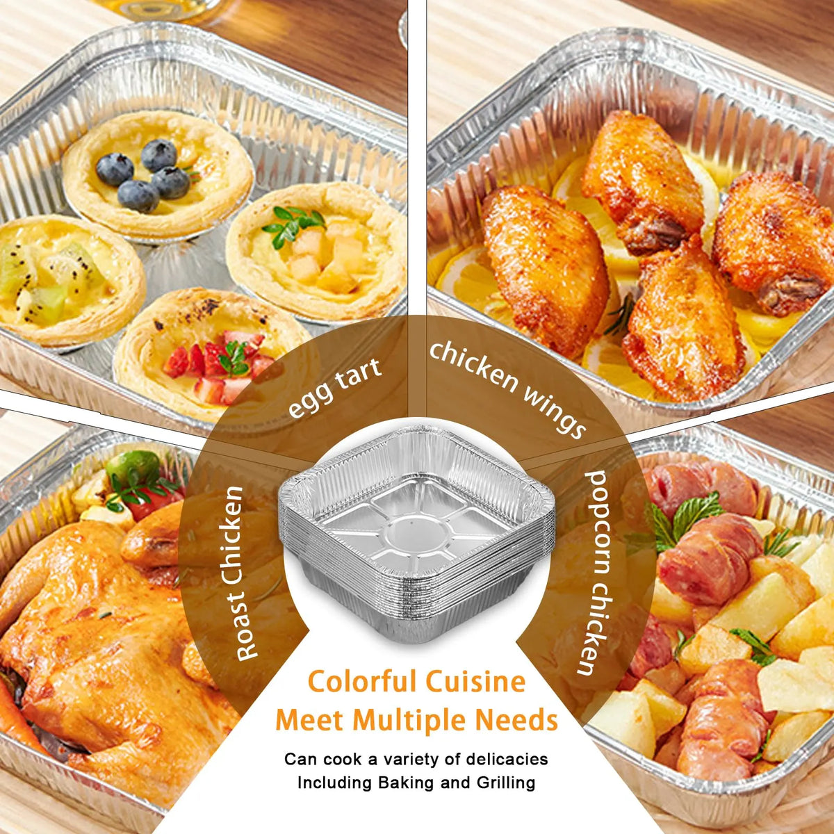 320x Aluminium Square Baking Trays Disposable - Suits Air Frying 20x20x4.5cm - Image 4