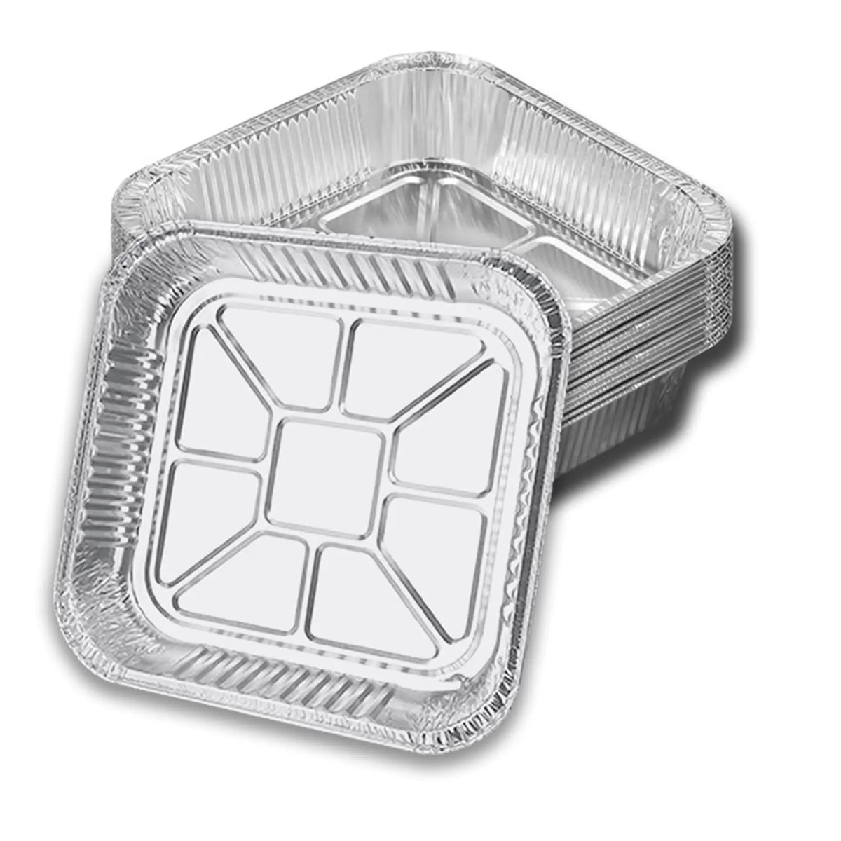 120x Aluminium Square Baking Trays Disposable - Suits Air Frying 20x20x4.5cm