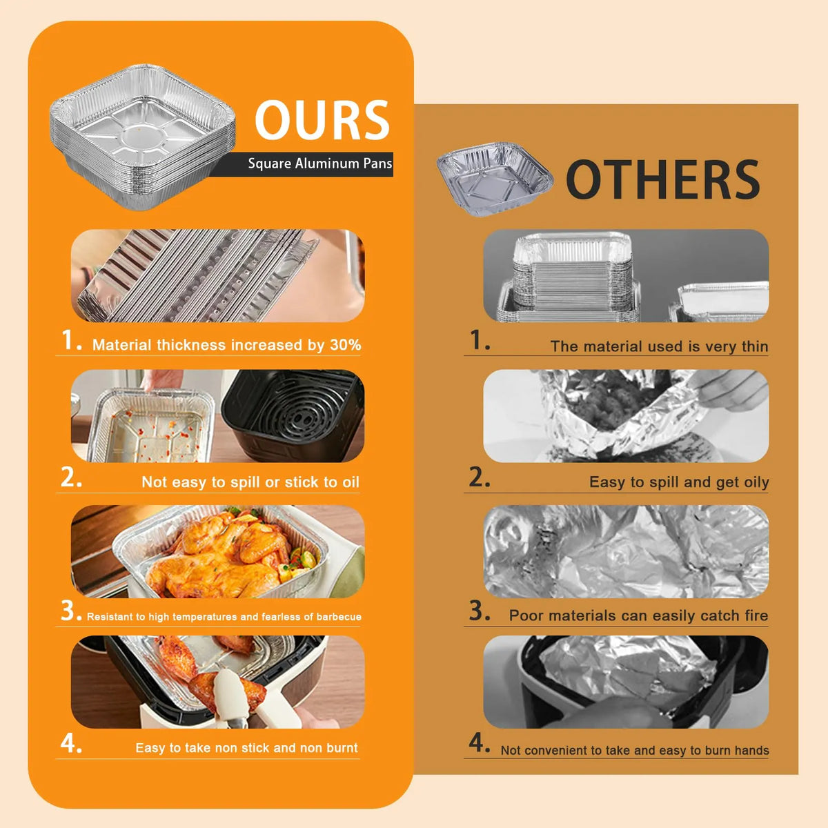 120x Aluminium Square Baking Trays Disposable - Suits Air Frying 20x20x4.5cm - Image 6