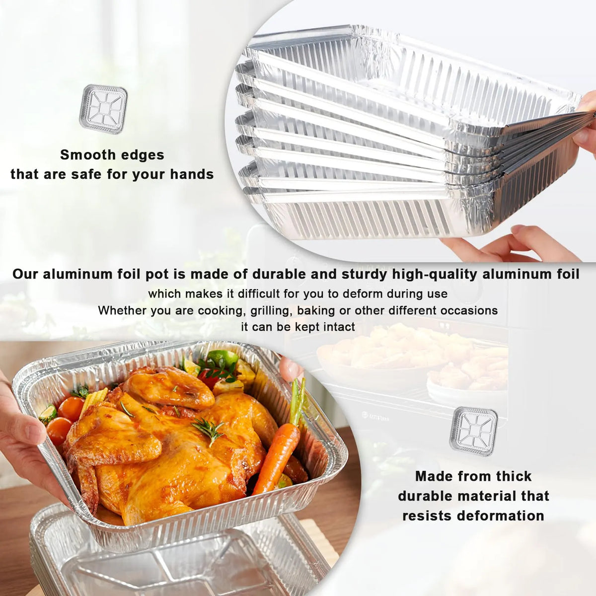 120x Aluminium Square Baking Trays Disposable - Suits Air Frying 20x20x4.5cm - Image 7