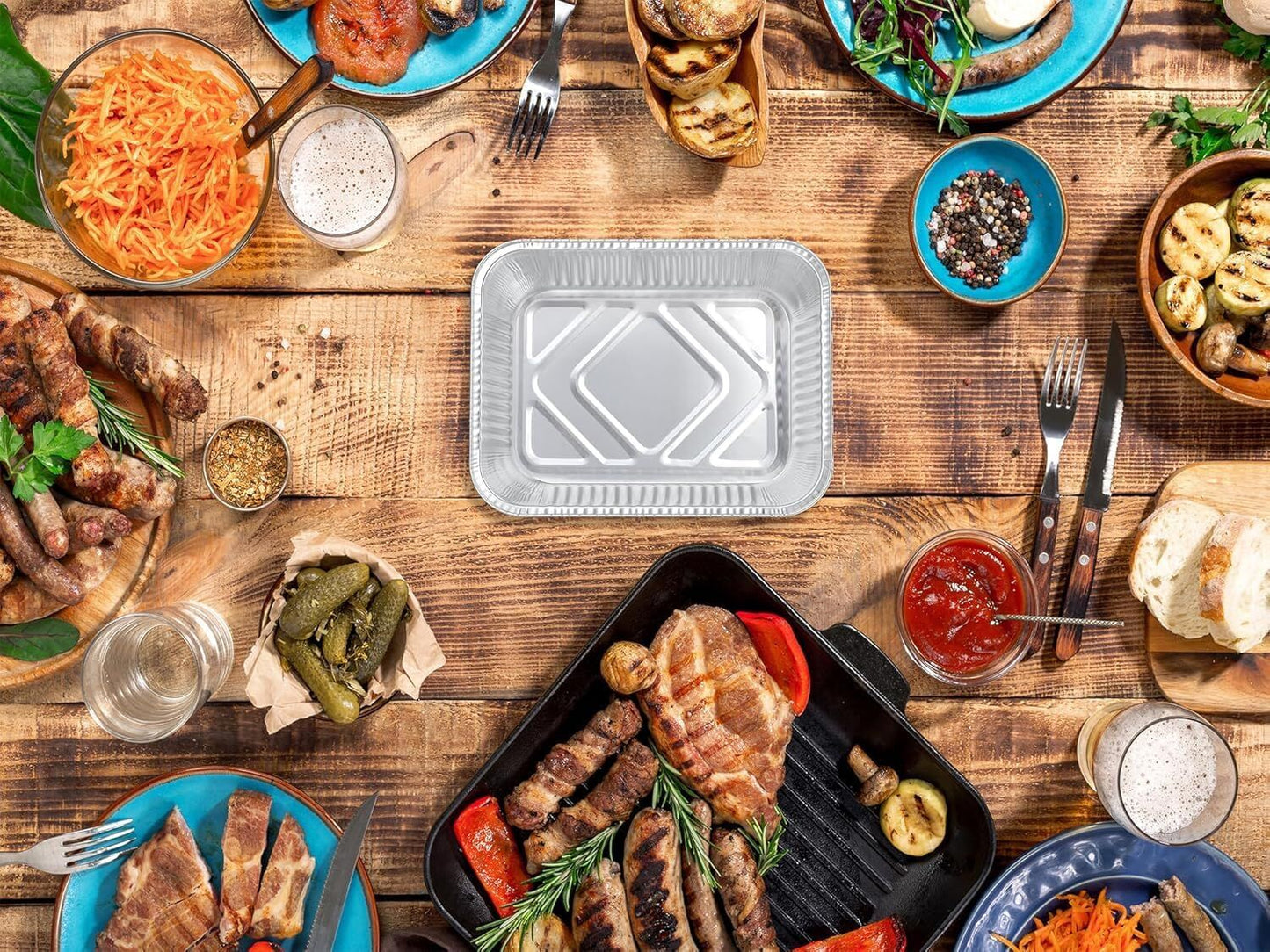 144x Aluminium Disposable Foil Food Container Trays Pans w/ Lids Covers Bulk 22cm*15cm*4.5cm - Image 6