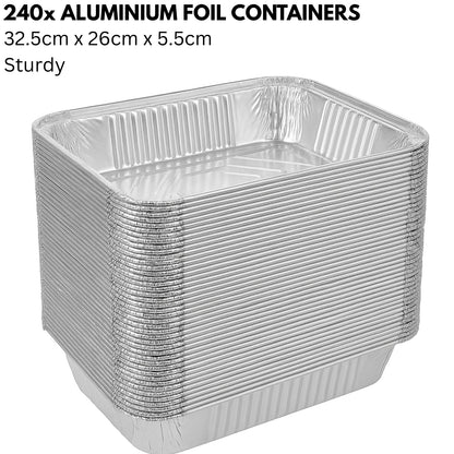 240x Aluminium Disposable Foil Food Container Trays Pans Baking Roast Bulk 32.5x26x5.5cm - Image 2