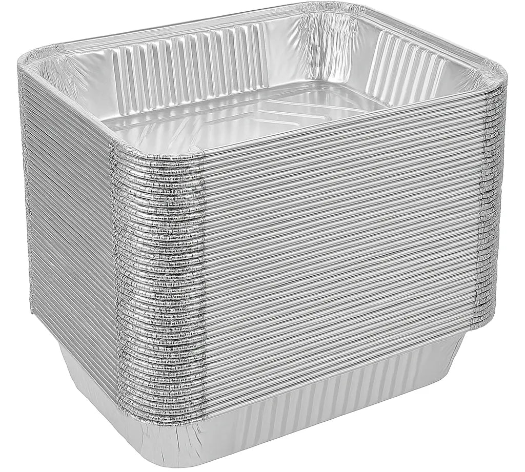 72x Aluminium Disposable Foil Food Container Trays Pans Baking Roast Bulk 45x34x6.5cm