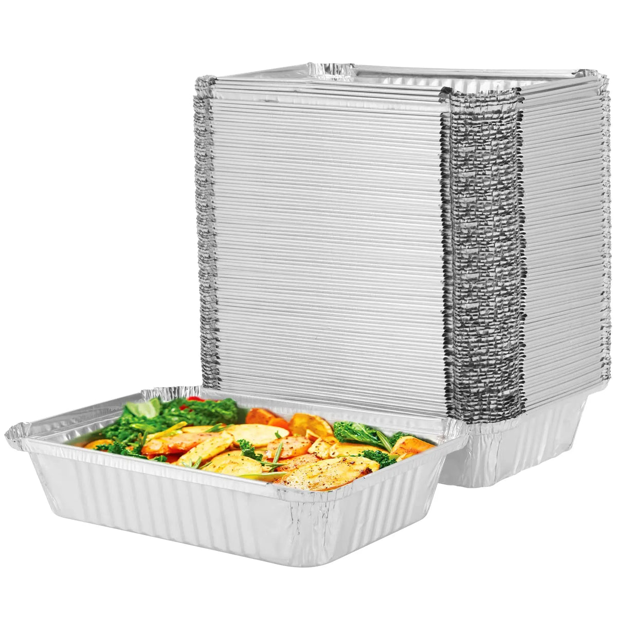 48x Aluminium Disposable Foil Food Container Pans Baking Tray 52x32x8.5cm - Image 2