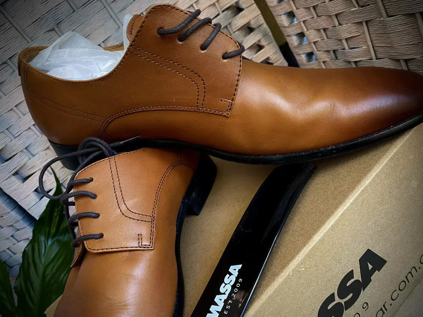 Massa Ascoli Leather Derby Dress Lace Up Shoes Wedding Business Formal in Tan - UK 10 - Image 8