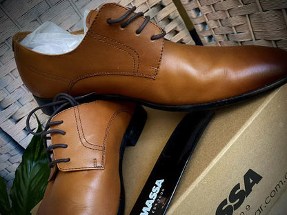 Massa Ascoli Leather Derby Dress Lace Up Shoes Wedding Business Formal in Tan - UK 10 - Image 8