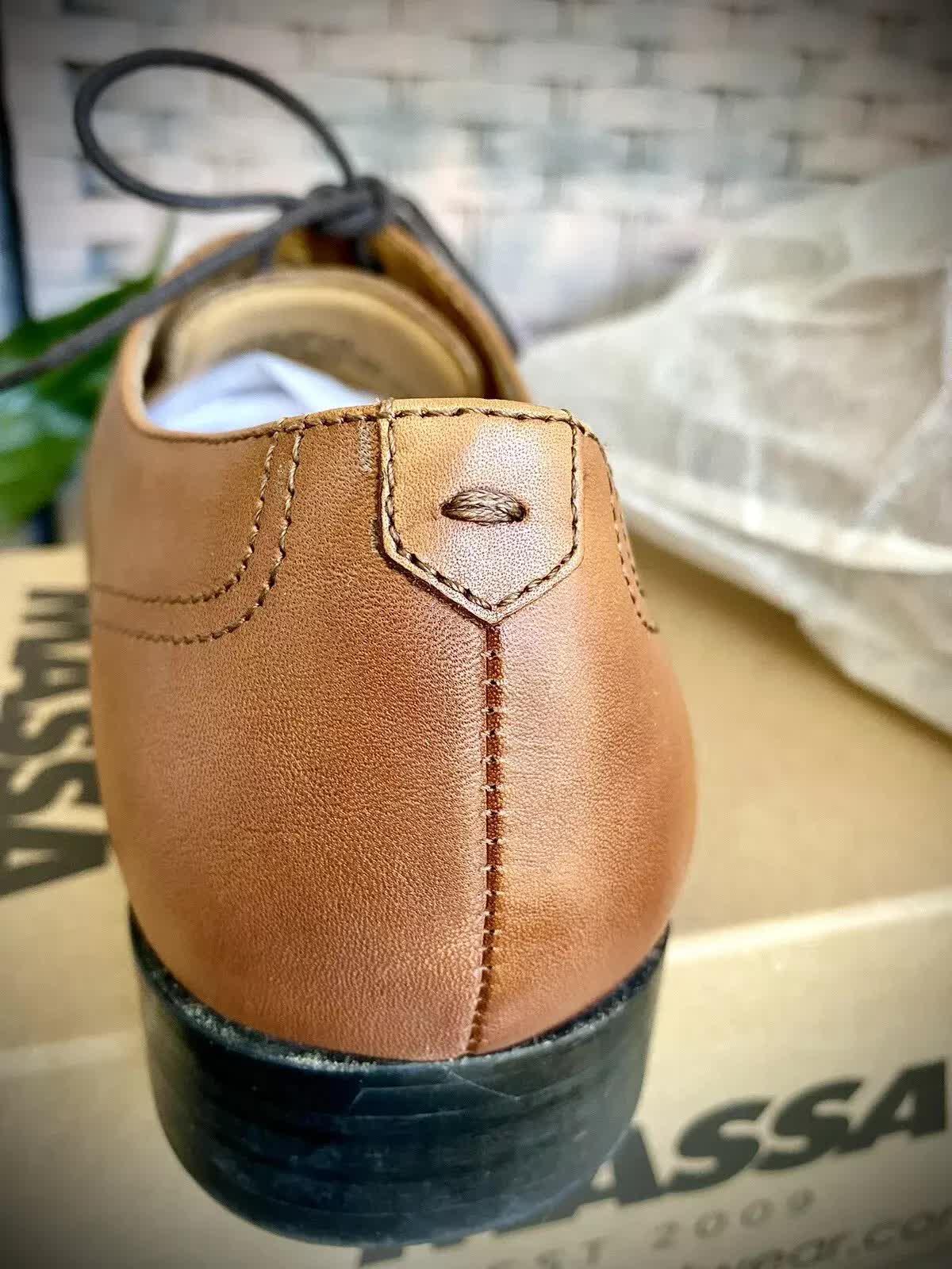 Massa Ascoli Leather Derby Dress Lace Up Shoes Wedding Business Formal in Tan - UK 11 - Image 5