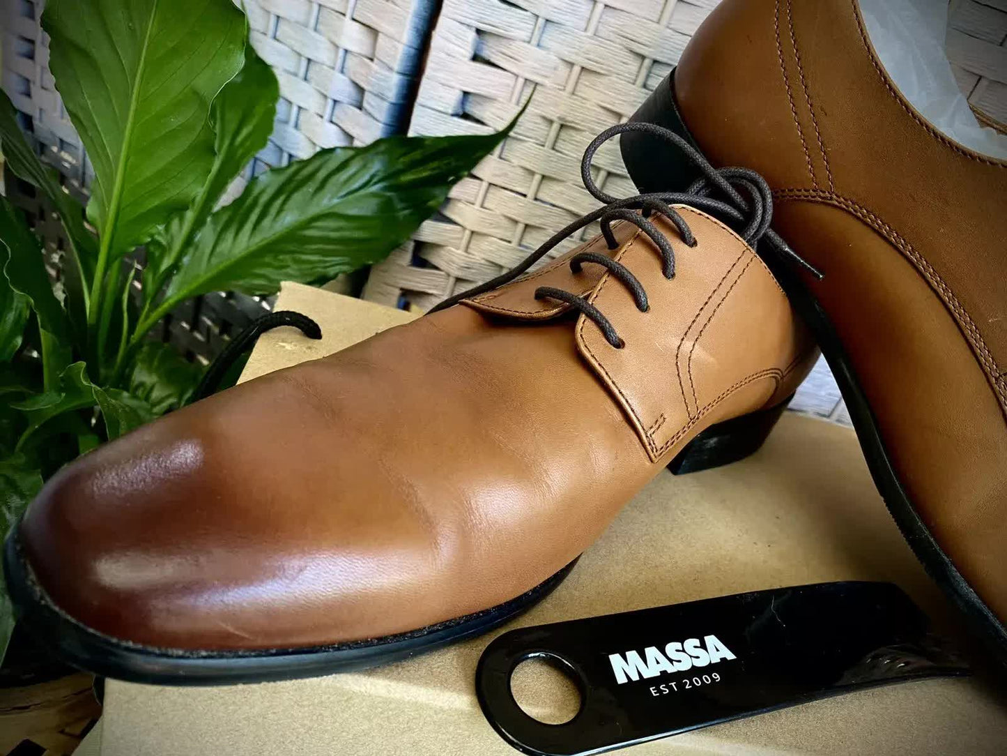 Massa Ascoli Leather Derby Dress Lace Up Shoes Wedding Business Formal in Tan - UK 11 - Image 9