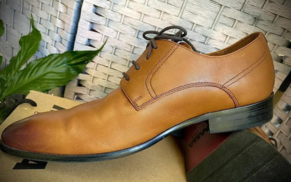 Massa Ascoli Leather Derby Dress Lace Up Shoes Wedding Business Formal in Tan - UK 9 - Image 7