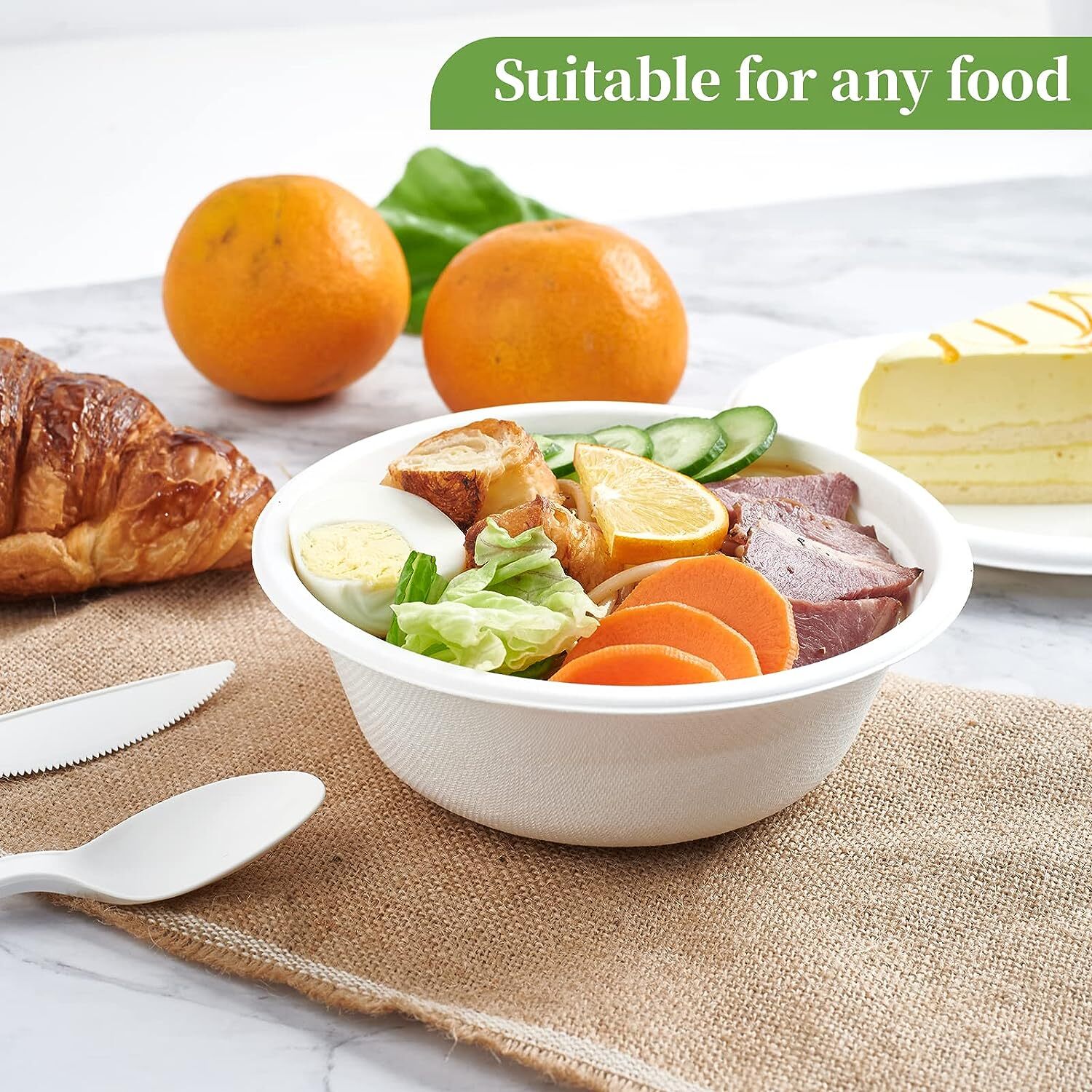 600pcs Disposable Sugarcane Bagasse Round Bowls - 18cm (450ml) - Bulk - Image 4