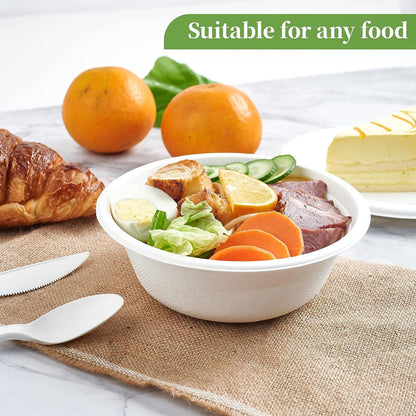 600pcs Disposable Sugarcane Bagasse Round Bowls - 18cm (450ml) - Bulk - Image 4