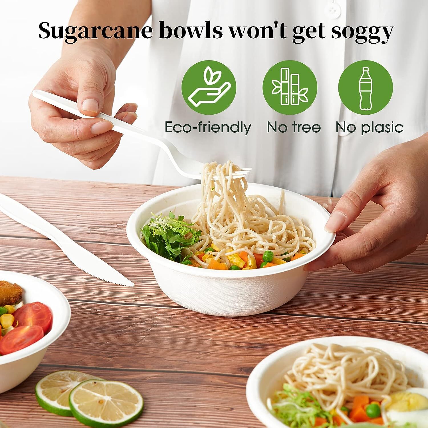 600pcs Disposable Sugarcane Bagasse Round Bowls - 18cm (450ml) - Bulk - Image 5