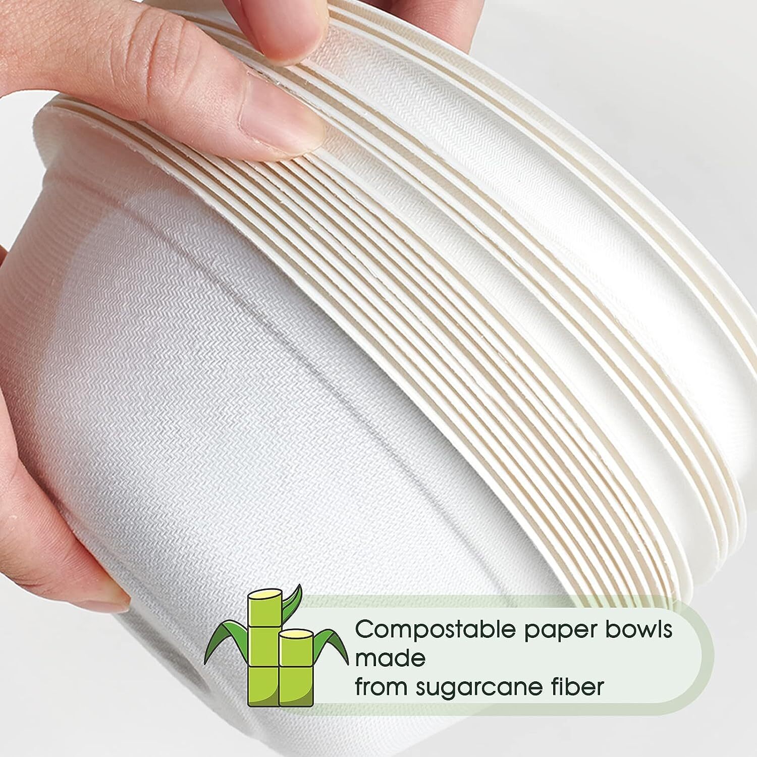 600pcs Disposable Sugarcane Bagasse Round Bowls - 18cm (450ml) - Bulk - Image 7