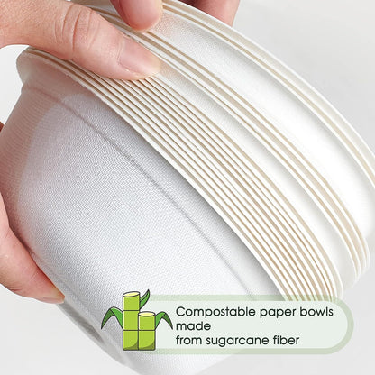 600pcs Disposable Sugarcane Bagasse Round Bowls - 18cm (450ml) - Bulk - Image 7