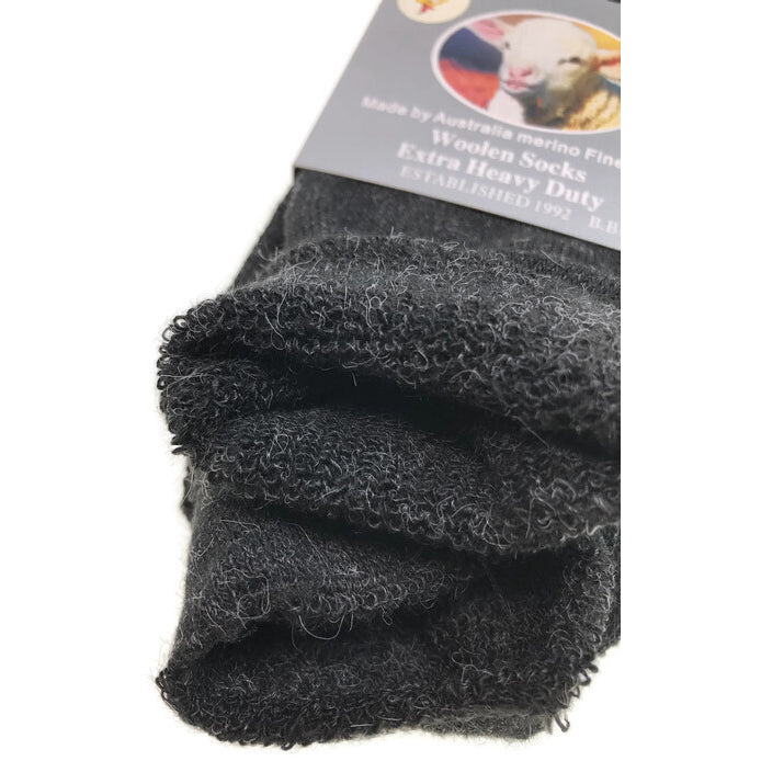 1 Pair Merino Wool Blend Woolen Work Socks Hiking Heavy Duty Warm Winter Thermal - Black - 7-11 - Image 8