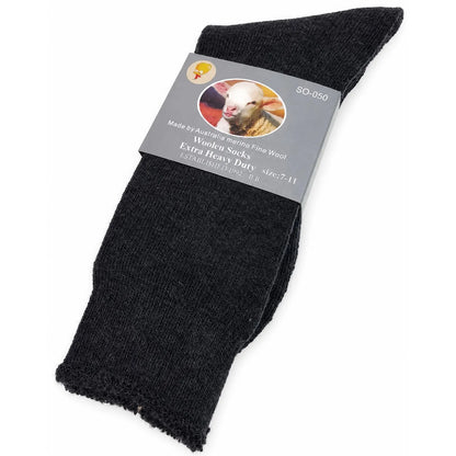 1 Pair Merino Wool Blend Work Socks Thermal Hiking Winter Warm Socks - Charcoal - Image 3