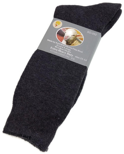 1 Pair Merino Wool Blend Woolen Work Socks Hiking Heavy Duty Warm Winter Thermal - Charcoal - 11-14 - Image 2