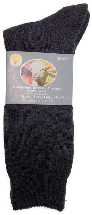 1 Pair Merino Wool Blend Woolen Work Socks Hiking Heavy Duty Warm Winter Thermal - Charcoal - 11-14 - Image 4