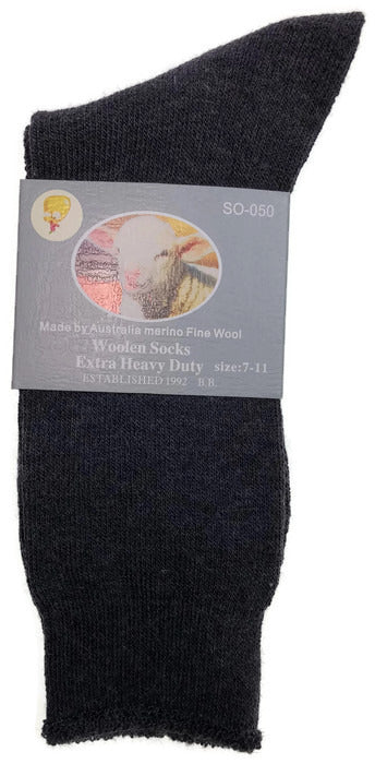 1 Pair Merino Wool Blend Woolen Work Socks Hiking Heavy Duty Warm Winter Thermal - Charcoal - 7-11 - Image 4