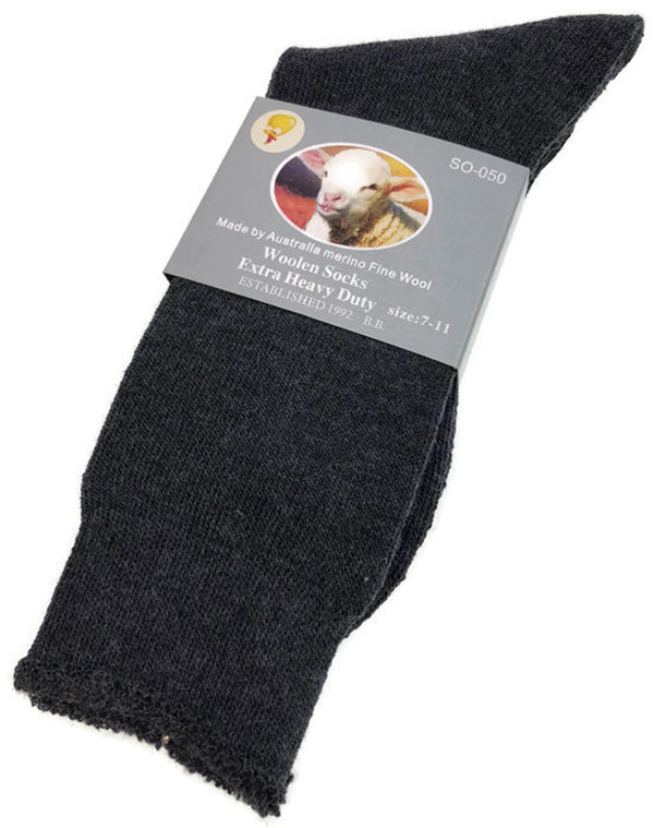 1 Pair Merino Wool Blend Woolen Work Socks Hiking Heavy Duty Warm Winter Thermal - Charcoal - 7-11 - Image 7