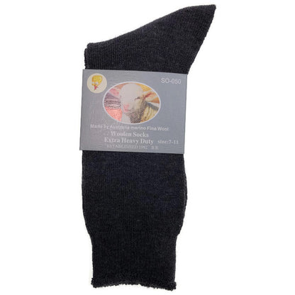 1 Pair Merino Wool Blend Woolen Work Socks Hiking Heavy Duty Warm Winter Thermal - Charcoal - 7-11 - Image 8