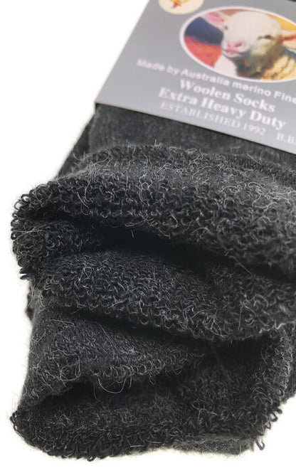 1 Pair Merino Wool Blend Woolen Work Socks Hiking Heavy Duty Warm Winter Thermal - Navy - 11-14 - Image 6