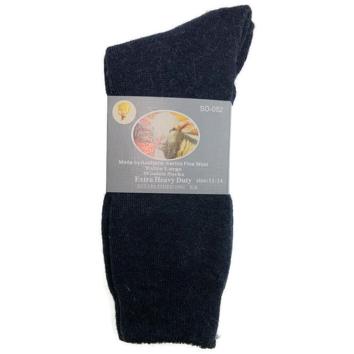1 Pair Merino Wool Blend Woolen Work Socks Hiking Heavy Duty Warm Winter Thermal - Navy - 11-14 - Image 7