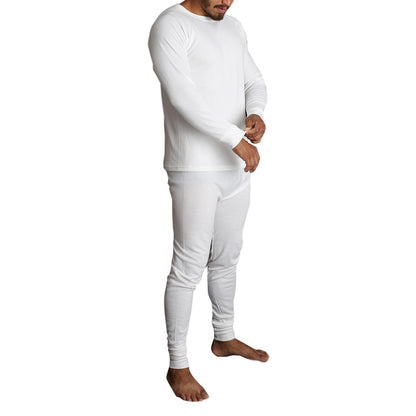 2pcs Set Mens Merino Wool Blend Long Sleeve Thermal Top & Long Johns Pants Underwear - Beige - XL - Image 4