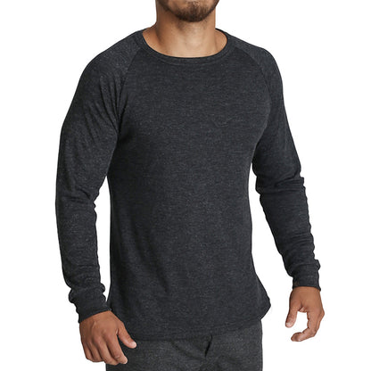 Mens Merino Wool Blend Thermal Top Long Sleeve Base Layer Underwear - Black - 3XL - Image 2