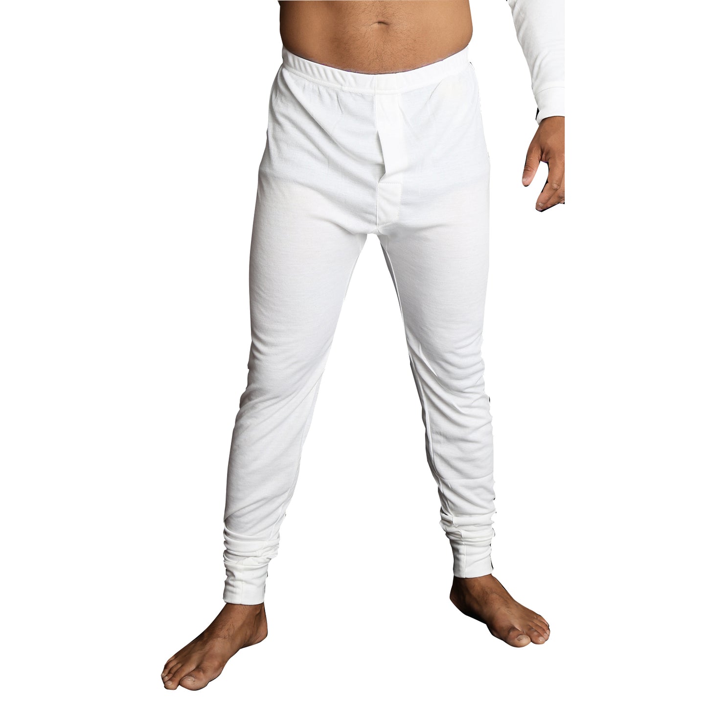 Mens Thermal Long John Pants Merino Wool Blend Base Layer Winter Warm - Beige  - 4XL - Image 2