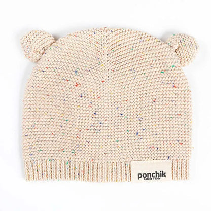 Ponchik Babies + Kids Bear Knitted Beanie Hat - Carmel - Image 2