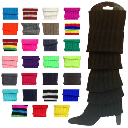 12x LEG WARMERS Knitted Womens Costume Neon Dance Party Knit 80s BULK - Assorted Pack - Image 2