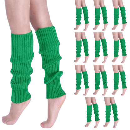 12x LEG WARMERS Knitted Womens Costume Neon Dance Party Knit 80s BULK - Green - Image 2