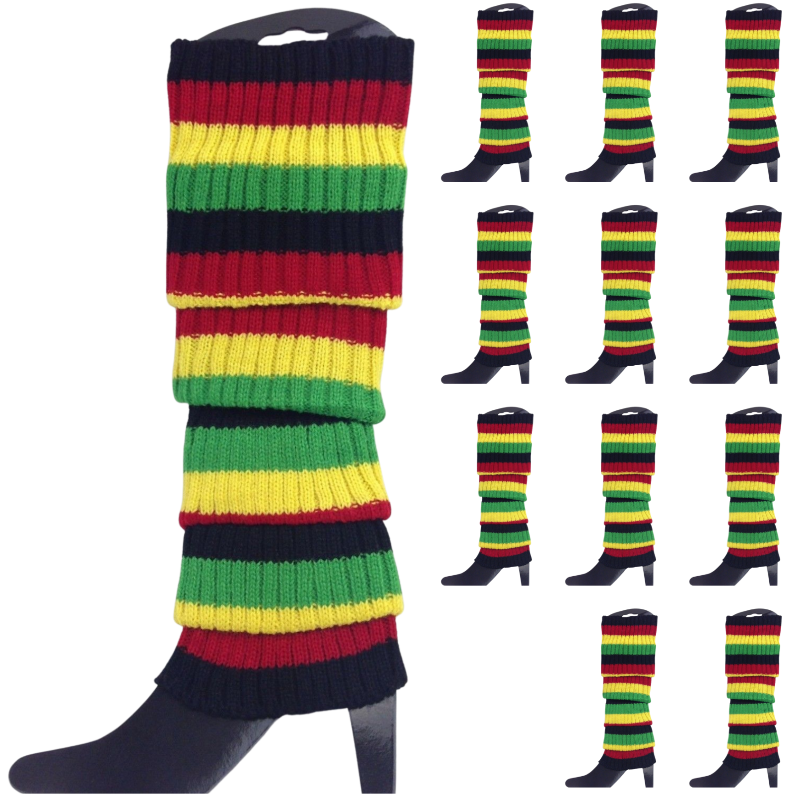 12x LEG WARMERS Knitted Womens Costume Neon Dance Party Knit 80s BULK - Indigenous Colours - Image 2