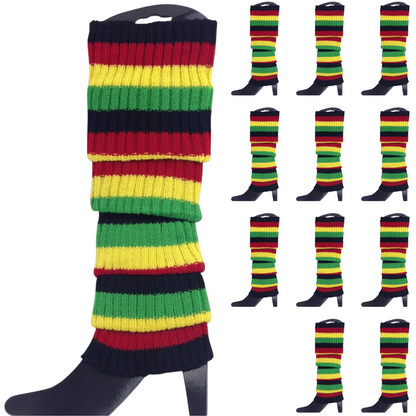 12x LEG WARMERS Knitted Womens Costume Neon Dance Party Knit 80s BULK - Indigenous Colours - Image 2