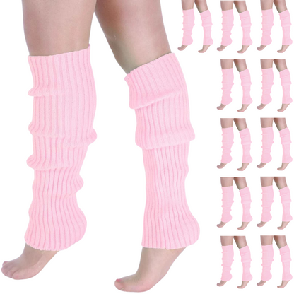 12x LEG WARMERS Knitted Womens Costume Neon Dance Party Knit 80s BULK - Light Pink - Image 2