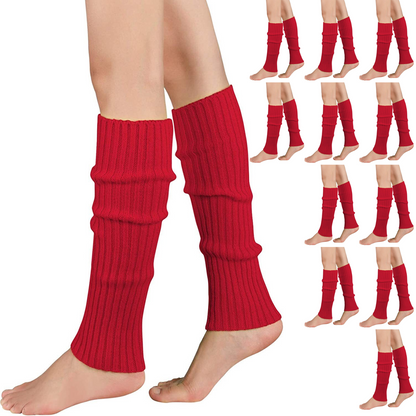 12x LEG WARMERS Knitted Womens Costume Neon Dance Party Knit 80s BULK - Red - Image 2