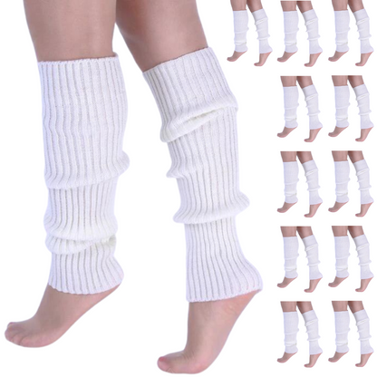 12x LEG WARMERS Knitted Womens Costume Neon Dance Party Knit 80s BULK - White - Image 2