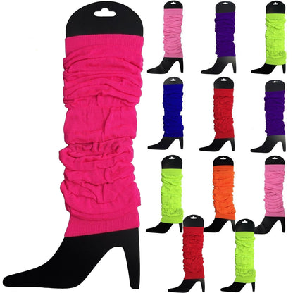 12 LEG WARMERS Knitted Womens Neon Party Knit Ankle Fluro Dance Costume 80s BULK - Assorted Pack - Image 2