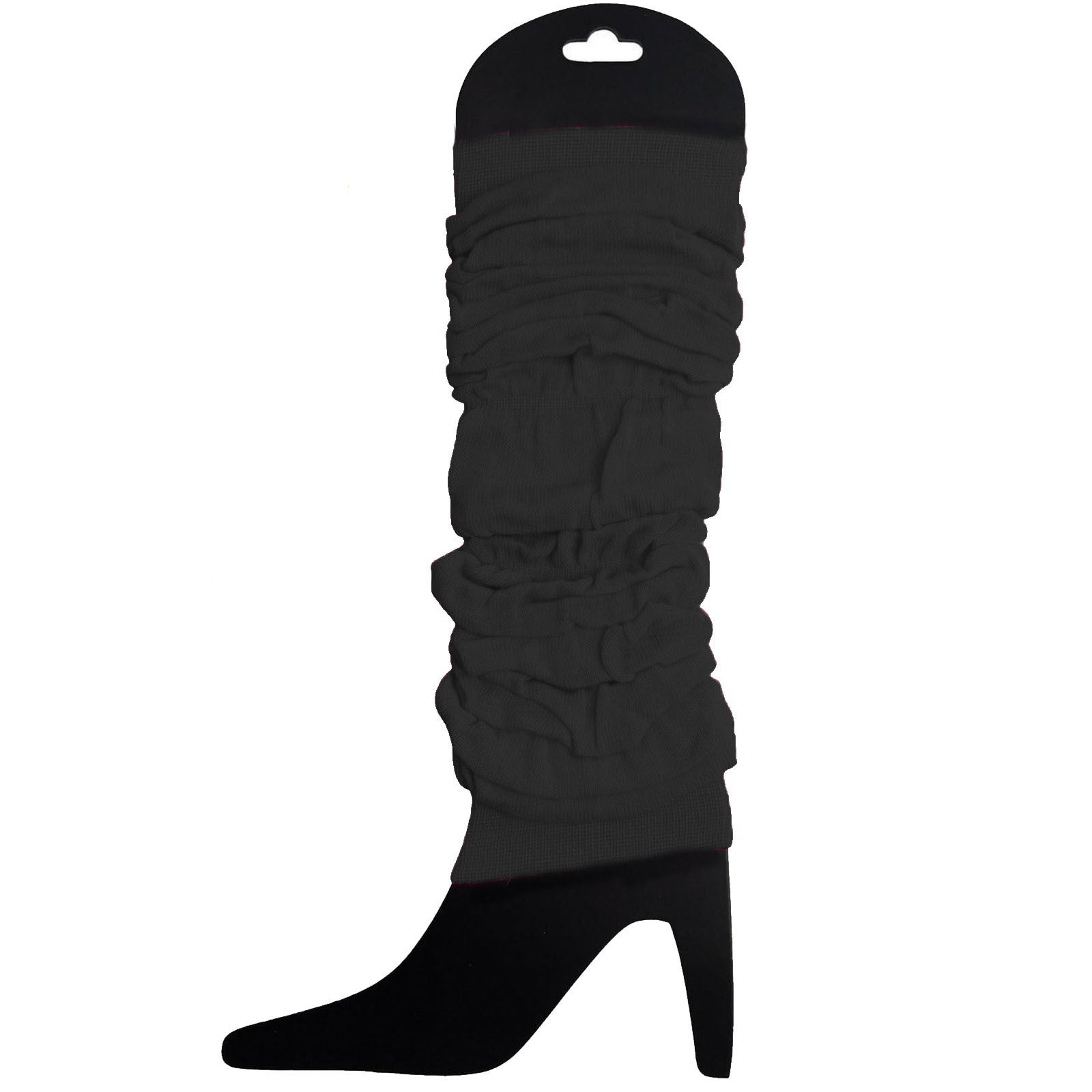 12 LEG WARMERS Knitted Womens Neon Party Knit Ankle Fluro Dance Costume 80s BULK - Black - Image 4