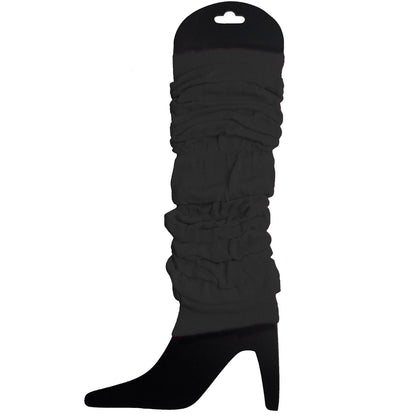 12 LEG WARMERS Knitted Womens Neon Party Knit Ankle Fluro Dance Costume 80s BULK - Black - Image 4