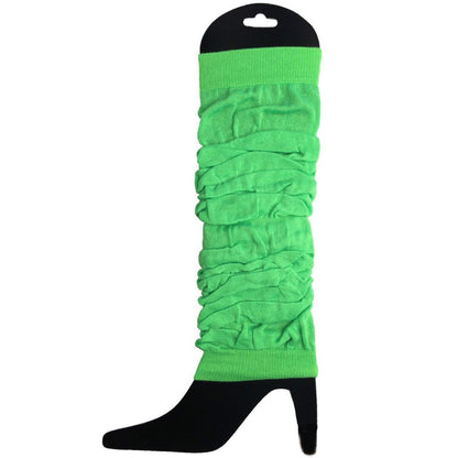 12 LEG WARMERS Knitted Womens Neon Party Knit Ankle Fluro Dance Costume 80s BULK - Fluro Green - Image 3