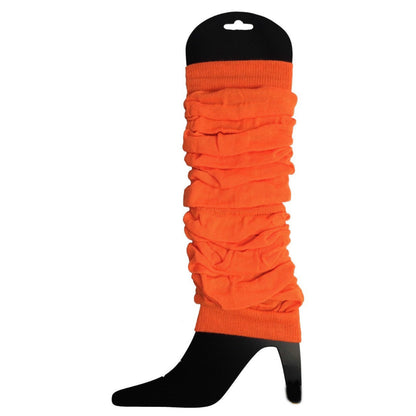 12 LEG WARMERS Knitted Womens Neon Party Knit Ankle Fluro Dance Costume 80s BULK - Fluro Orange - Image 3